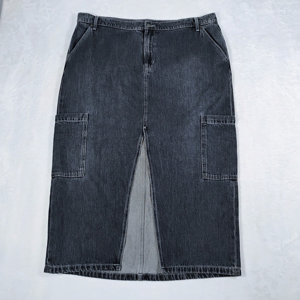 Old Navy‎ Denim Maxi Skirt Drapery Denim Blue Modest Western Women's Size 18